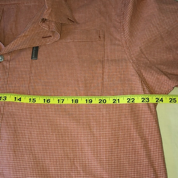 Columbia XCO Mens XL Shirt Short Sleeve Button Up Coral and White Color Checks - Picture 6 of 9